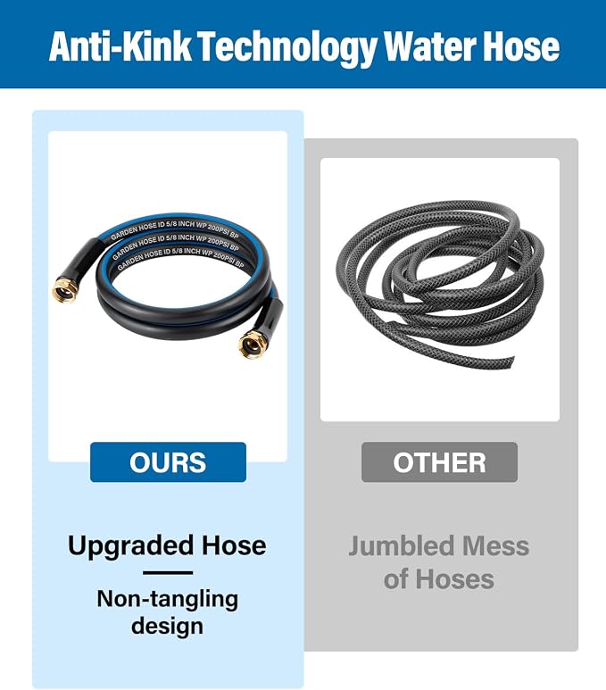 Short Garden Lead-In Hose 6ft X 5/8" Female to Female, 6 Feet Flexible Leader Water Hose With Swivel Handle, Heavy Duty Small Garden Water Hose for Outdoor Indoor