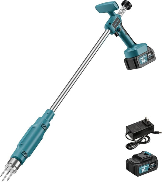 Weed Puller Tool,Electric Stand Up Weed Puller Tool, 21V Battery Powered w/ 1pcs 3000mAh,Heavy Duty 3-Claw Steel Root Weeder,for Dandelion Lawn Garden Yard（Blue）