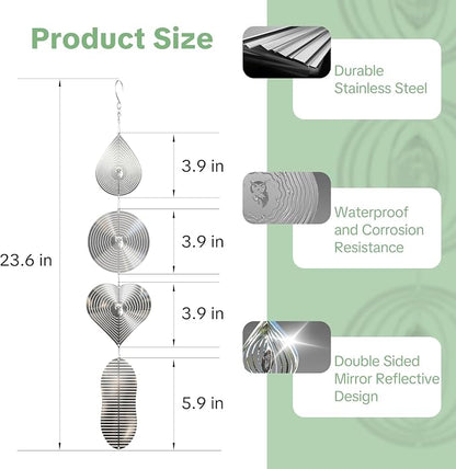 OFFO 304 Stainless Steel Bird Reflectors, Double-Sided Reflective 3D Bird Scare Devices, Outdoor Garden Decor for Patio Yard Porch Pool Window, 12 PCS
