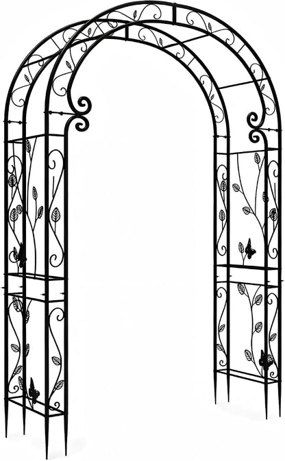 Garden Arch – 51"(L) x 88"(H) Metal Arbor, Thickened Rust-Proof Steel Pipe, Garden Gate Arch for Backyard Entry, Trellis for Climbing Plants Outdoor, Walkway Arbor for Yard, Patio, Courtyard