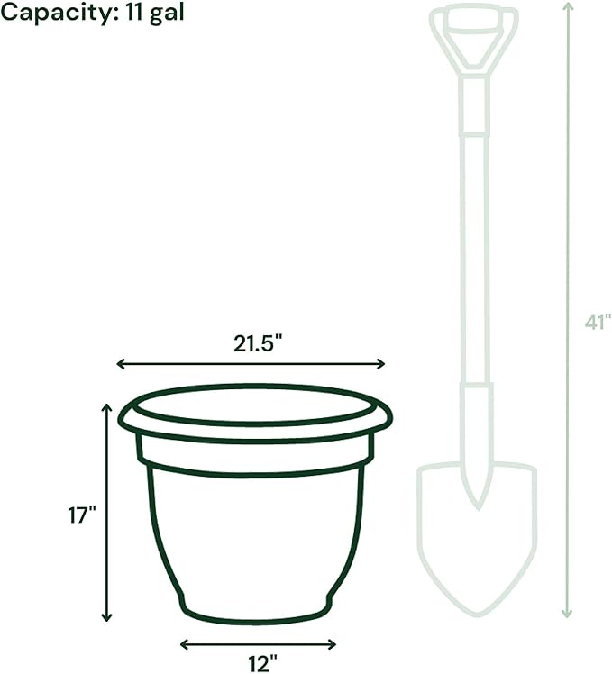 Bloem Ariana 20" Plastic Self-Watering Planter, Basil, 2-Pack | Self-watering disk at the bottom of each pot that acts as a water wick and reservoir for optimal plant health