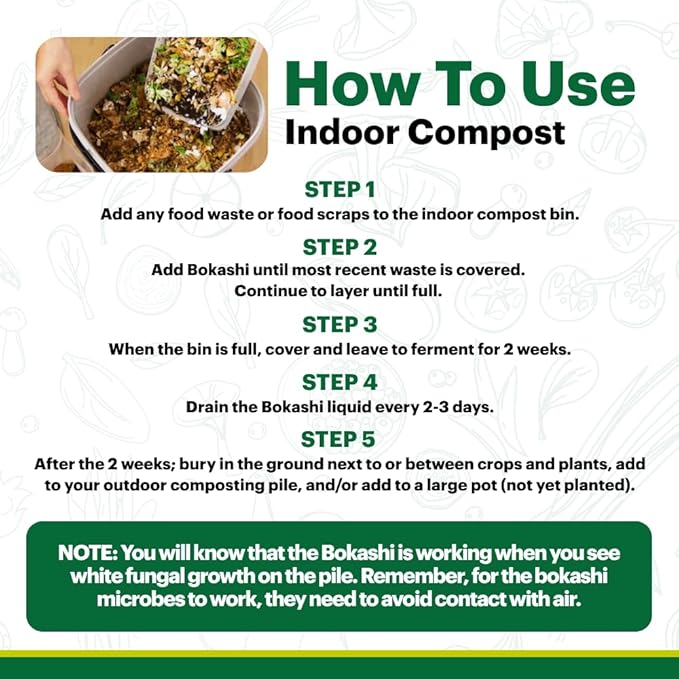 TeraGanix TCM Premium Bokashi Bran, Compost Accelerator, Rice Bran Mix, Odor Eliminator, Bokashi Compost Starter for Kitchen Compost Bin & Soil (5 Lb)