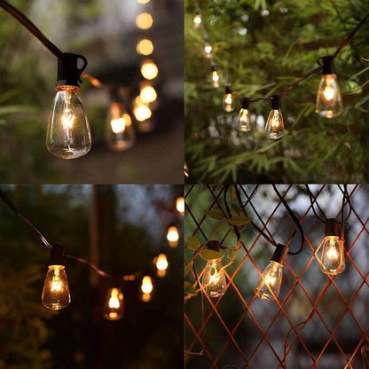 Abeja ST38 10Ft String Lights with 10 Clear Vintage Light Bulbs(1 Spare), E12 Scoket Base, UL Listed for Outdoor Indoor Party Porch Patio Decor, Black