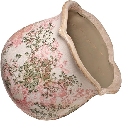 Ceramic Pots for Plants, Vintage Plant Pot with Drainage Hole, 6.11in. Planter for Indoor Plants, Crackle Glaze Finish Flower Pot, Perfect Tuscan Ceramic Planter for Gardening, Pastel Meadow