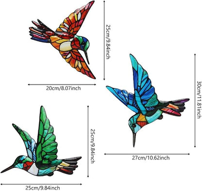 VEWOSTAR 3 Pcs Metal Hummingbird Wall Art, 3D Colorful Birds Outdoor Fence Wall Art Decor, Holiday Theme Garden Decor,Metal Bird Wall Decor for Modern Farmhouse Rustic Home