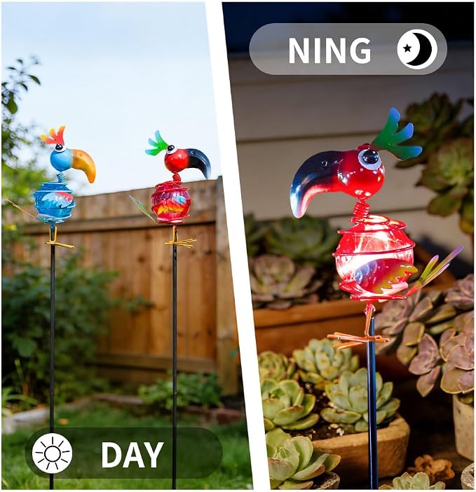 Viveta 3 Pack Garden Solar Lights, Bird Solar Figurine Lights Stake | Decorative Outdoor Solar Lights Waterproof for Garden Pathway Patio