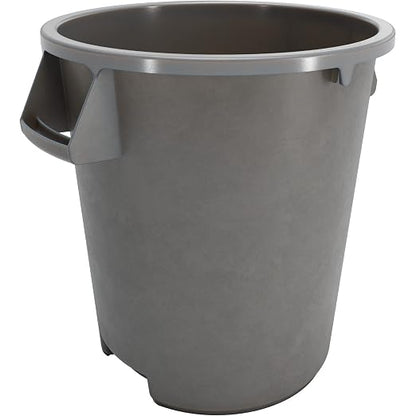 SPARTA Bronco Waste Container Trash Container, Round Trash Bin for Disposal, 10 Gallons, Gray, (Pack of 6)