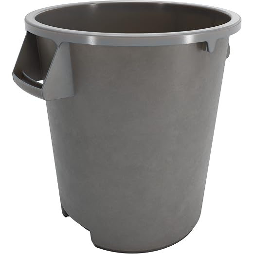 SPARTA Bronco Waste Container Trash Container, Round Trash Bin for Disposal, 10 Gallons, Gray, (Pack of 6)