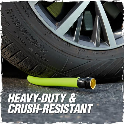 RUGGED RHINO Heavy Duty Garden Hose 25ft x 5/8in, Anti-Kink and Leakproof, Durable 4-Layer Construction, 500 PSI Burst, All Weather Outdoor Watering for Lawn, Garden, Flowers, Green and Black