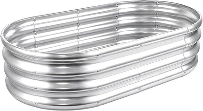 Garden Raised Garden Bed Kits, 4×2×1 FT Galvanized Raised Garden Bed for Vegetables Flowers Ground Planter Box-Modern, Metal Planter Box for Vegetables, Flowers, Herbs, Classic Silver