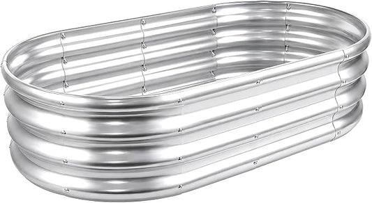 Garden Raised Garden Bed Kits, 4×2×1 FT Galvanized Raised Garden Bed for Vegetables Flowers Ground Planter Box-Modern, Metal Planter Box for Vegetables, Flowers, Herbs, Classic Silver