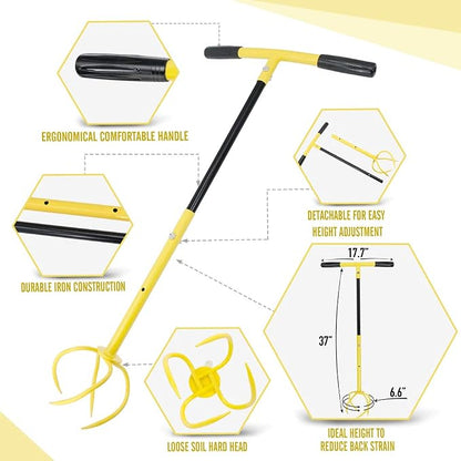 Altdorff Hand Tiller for Gardening, Garden Claw Manual Tiller with Ergomomic Handle, Steel Cultivator Tiller Lawn Aerator Tool Soil Lossener for Gardening Bed and Plant Box