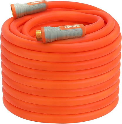 YAMATIC Durable Garden Hose 5/8" x 100ft, 360° Swivel Handle, Burst 600 PSI | 100 Foot Heavy Duty Water Hose for All-weather, 3/4" Brass Connections for Leakproof, Lightweight Hose for Agriculture, Lawn