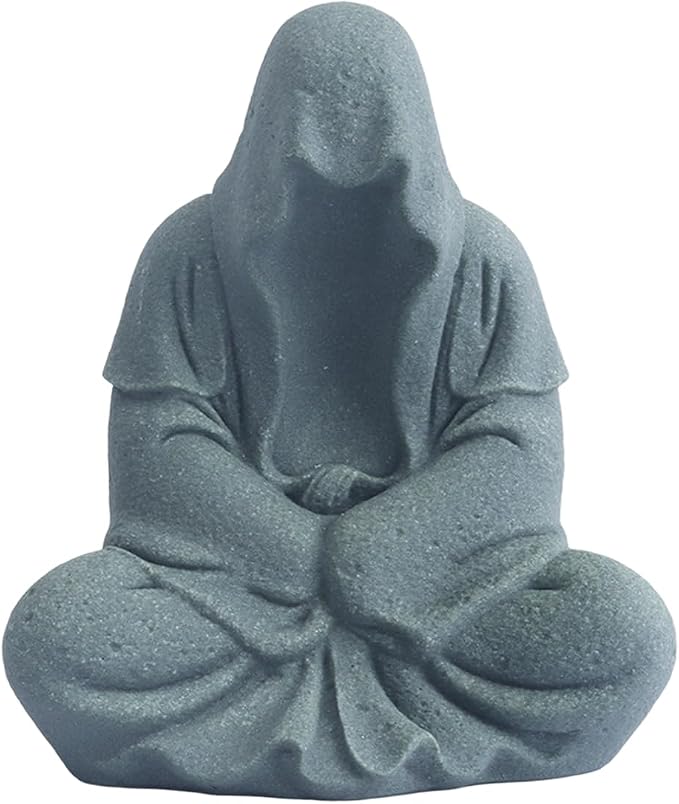 AnRui Fish Tank Aquarium Accessories Buddha Statue Sandstone Ornament,Zen Garden Aquarium Decorations, Meditating Statues for Underwater Landscaping