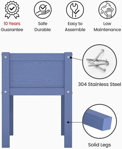 Small HDPE Raised Garden Bed, Elevated Planter Box with Legs, Outdoor All-Weather Planter Raised Beds for Seeds, Herbs, Flowers, Vegetables (Navy Blue)
