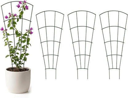 Thealyn 4 Pack 56" Metal Plant Trellis for Pots & Garden Beds, Rustproof Support for Indoor Outdoor Climbing Plants, Vines, Flowers, Fan Shaped, Green