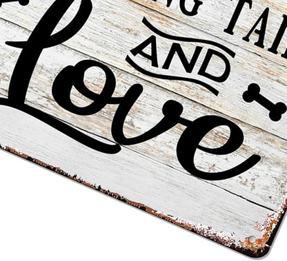 Dog Lover Home Sign Metal Wall Decor – Vintage Rustic Pet Quote Plaque for Entryway, Living Room, or Hallway – Heartwarming Gift for Pet Owners, Dog Moms & Animal Lovers (As the picture shows-1)