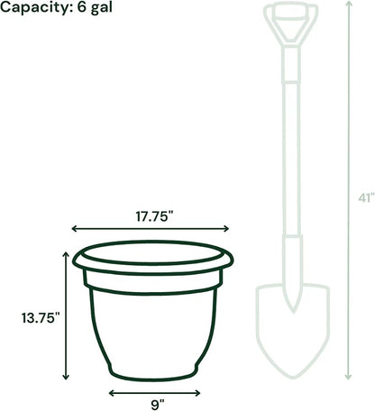 Bloem Ariana 16" Plastic Self-Watering Planter, Navy, 2-Pack | Self-watering disk at the bottom of each pot that acts as a water wick and reservoir for optimal plant health