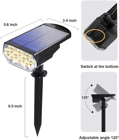 6 Pack Solar Spot Lights Outdoor Waterproof, 20 LEDs Bright Landscape Spotlights Dusk to Dawn, Warm White Adjustable Uplights for Yard Tree House Garden Wall Pathway, IP65