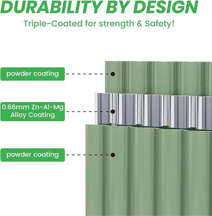 Raised Garden Bed Kit 8×2×1.4 FT Magnesium-Aluminum-Zinc Stainless Steel Metal Planter Box for Planting Outdoor Plants Vegetables (Light Green)