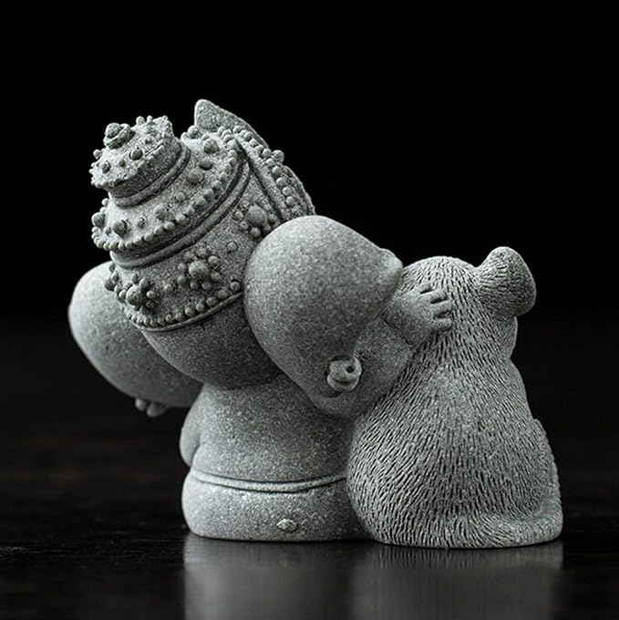 livelyfish Small Elephant Statue Sandstone Figurine Hindu Meditation Buddha Sculpture for Fish Tank Aquarium Decoration (C)