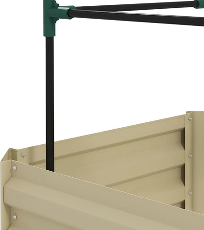 Outsunny Galvanized Raised Garden Bed, 73.5" Tall Outdoor Planter Box with Trellis Tomato Cage and Open Bottom for Climbing Vines, Vegetables, Flowers in Backyard, Garden, Patio, Cream