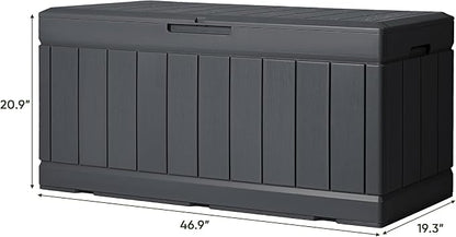 Greesum 82 Gallon Resin Deck Box All Weather Large Outdoor Storage for Patio Furniture, Toys, Garden Tools, Lockable, Dark Gray