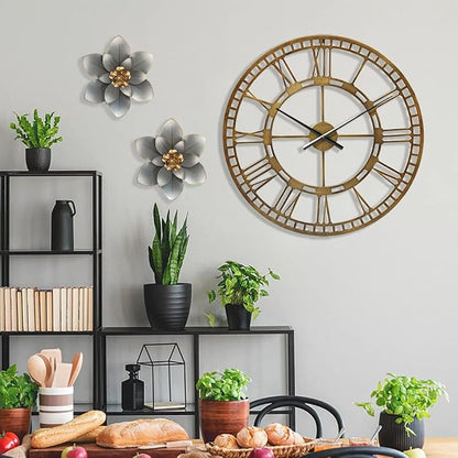 Metal Flower Wall Art Decor, 10“ Rustic Modern Floral Sculpture, Distressed Iron Wall Hanging Home Decoration Accent Artworks for Indoor Kitchen Bedroom Living Room Office Outdoor Garden Patio | Distressed Iron Wall Hanging,Home Decoration Accent Artwo...