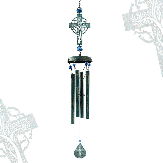 Cross Wind Chimes for Outside, Metal Hanging Wind Chimes, Zen Windchime with Calming Sound for Yard, Balcony, Yoga Room
