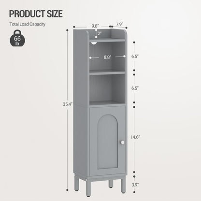Hzuaneri Bathroom Storage Cabinet, Small Corner Floor Cabinet with Door and Shelves, Narrow Toilet Paper Holder, Bathroom Organizer with Adjustable Shelf, for Small Spaces, Gray BC38221GR