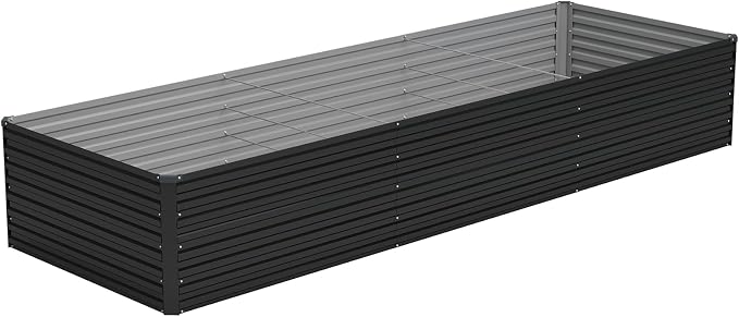 Vengarus 12x2x2ft Galvanized Raised Garden Bed,Metal Raised Beds Kit Black | 2FT Deep Root Elevated Garden Planter Box, Corrugated Steel, Open Bottom, Rustproof All Weather, Large Vegetable Flower Bed