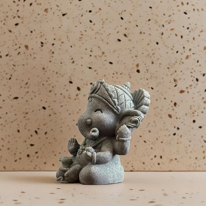 livelyfish Small Elephant Statue Sandstone Figurine Hindu Meditation Buddha Sculpture for Fish Tank Aquarium Decoration (A)