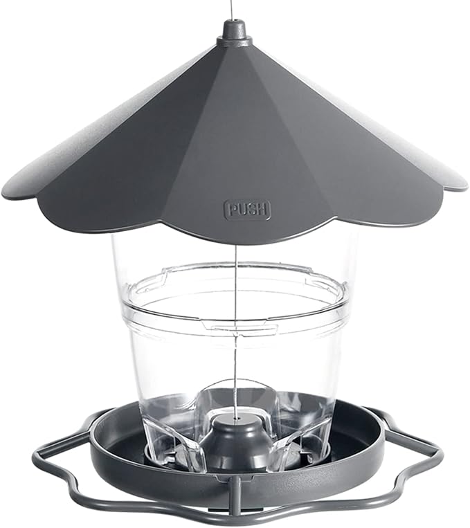 Bird Feeder Outdoor Hanging for Wild Bird Seed, Grey