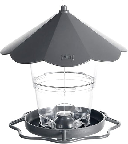 Bird Feeder Outdoor Hanging for Wild Bird Seed, Grey