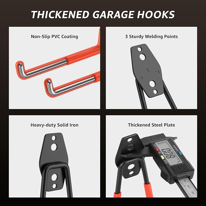 Heavy Duty Garage Hooks for Storage & Hanging Items, 30-Pack | for Hanging Bikes, Hoses, Ladders, Ropes, Garden Tools; for Garage, Warehouse, Yard, Shed