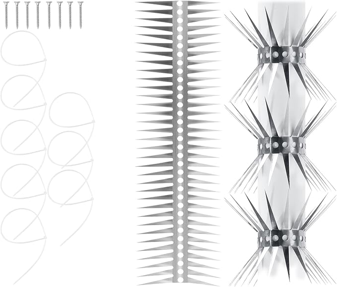 Bird Spikes - Stainless Steel Fence Spikes for Pigeons, Raccoons, Snakes - Deterrent Defender (120inch)