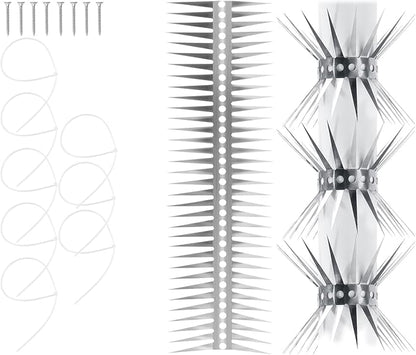 Bird Spikes - Stainless Steel Fence Spikes for Pigeons, Raccoons, Snakes - Deterrent Defender (120inch)