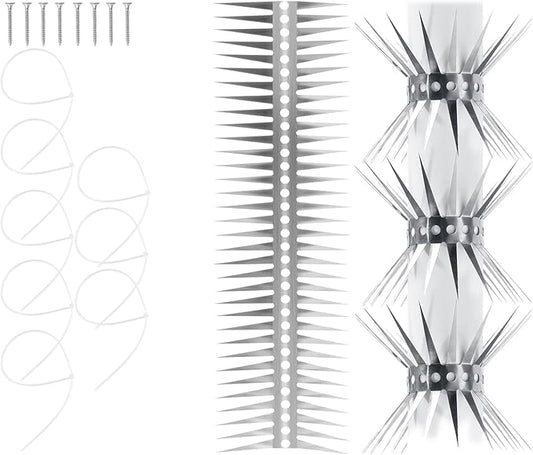 Bird Spikes - Stainless Steel Fence Spikes for Pigeons, Raccoons, Snakes - Deterrent Defender (120inch)