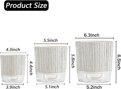 3 Pack 4.3+5.5+6.3 Inch Self Watering Pots Set, Self Watering Planter with Reservoir and Wick Rope for Indoor/Outdoor Plants, Modern Houseplants Pots for African Violets,Cactus,Succulents