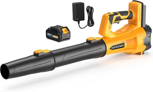 Cordless Leaf Blower with 4.0Ah Battery and Charger, Powerful Electric Leaf Blowers with 6 Adjustable Wind Speed, Lightweight Portable Leaf Cleaner for Patio, Lawn Care, Leaves Dust Cleaning