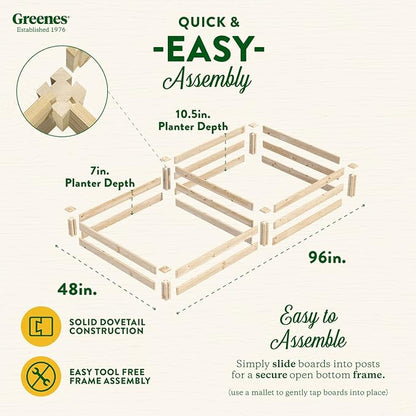 Greenes Fence Original Pine Raised Garden Bed, 4' x 8' x 7-10.5" - Made in USA with American Pine