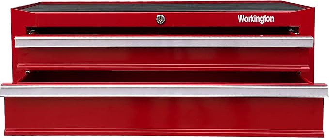 Workington Industrial 2 Drawers Portable Metal Intermediate Box, 26" Middle Tool Chest Cabinet with Ball Bearing Drawer Slides, Steel Tool Storage Box Organizer 4008 Red
