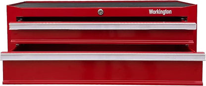 Workington Industrial 2 Drawers Portable Metal Intermediate Box, 26" Middle Tool Chest Cabinet with Ball Bearing Drawer Slides, Steel Tool Storage Box Organizer 4008 Red