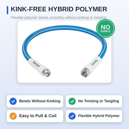 FEVONE 3 ft Lead-in Garden Hose, Hose Reel Leader Hose | Flexible No Kink, Hybrid Polymer Heavy Duty Water Hose, 5/8 ID, 600 PSI, Aluminum 3/4 GHT Fittings for Garden Watering