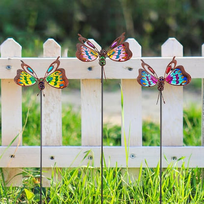 3 Pack Butterfly Decorative Garden Stakes,Butterflies Porch Decorations Outdoor Decor for Spring Yard Art Patio Plant Pot Flower Bed Ornaments