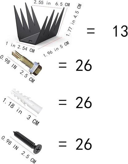 13 PCS Metal Fence Spikes，Anti Climb Security Spikes for Outdoor Walls | and Animal Deterrent Spikes, Suitable for Home and Garden Fences, Fits Various Lengths - Heavy Duty.