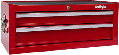Workington Industrial 2 Drawers Portable Metal Intermediate Box, 26" Middle Tool Chest Cabinet with Ball Bearing Drawer Slides, Steel Tool Storage Box Organizer 4008 Red