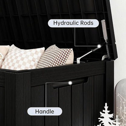 Outdoor Storage Box, 120 Gallon Resin Deck Boxes Outdoor Waterproof For Patio Furniture, Garden Tools, Pool Supplies, Lockable And UV Resistant (Striped Black)