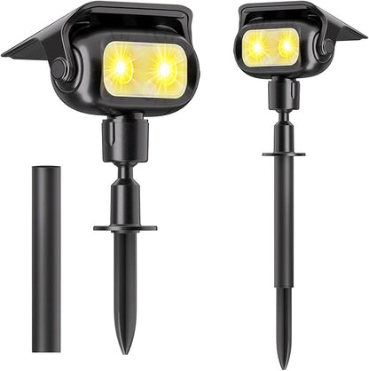 Nreonrick Solar Spot Lights 360° Adjustable Solar Lights Outdoor IP65 Waterproof with 2-in-1 Solar Powered Spotlights for Landscape Lighting for Garden, Yard, Pathway (Warm White, 2 Pack)