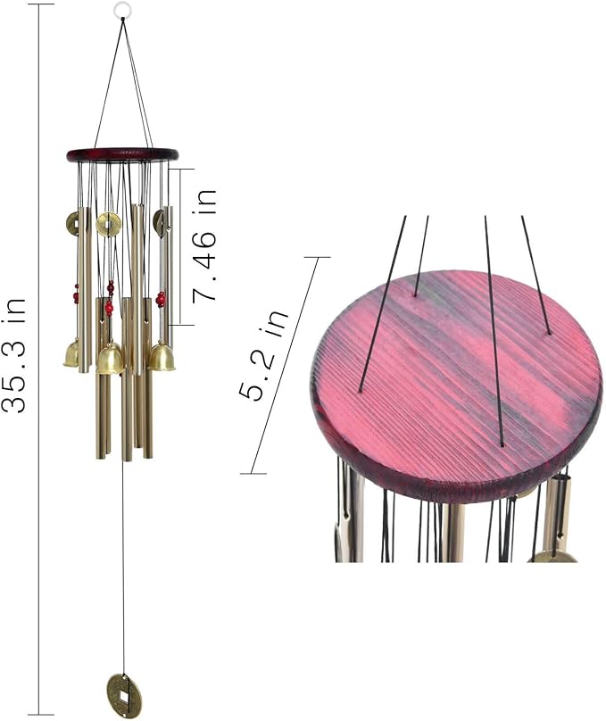 Chinese Traditional Retro10 Tubes 5 Bells Bronze Yard Garden Outdoor Living Wind Chimes 85cm (MT-626)…